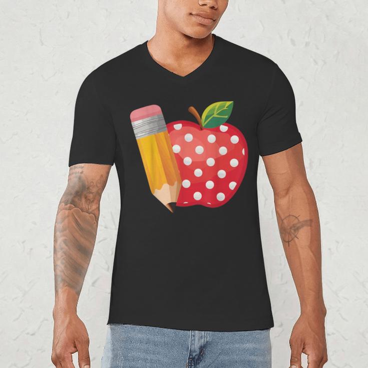 Back To School Pencil And Apple Teacher Student Men's V-Neck T-Shirt, novelty gifts, funny gifts