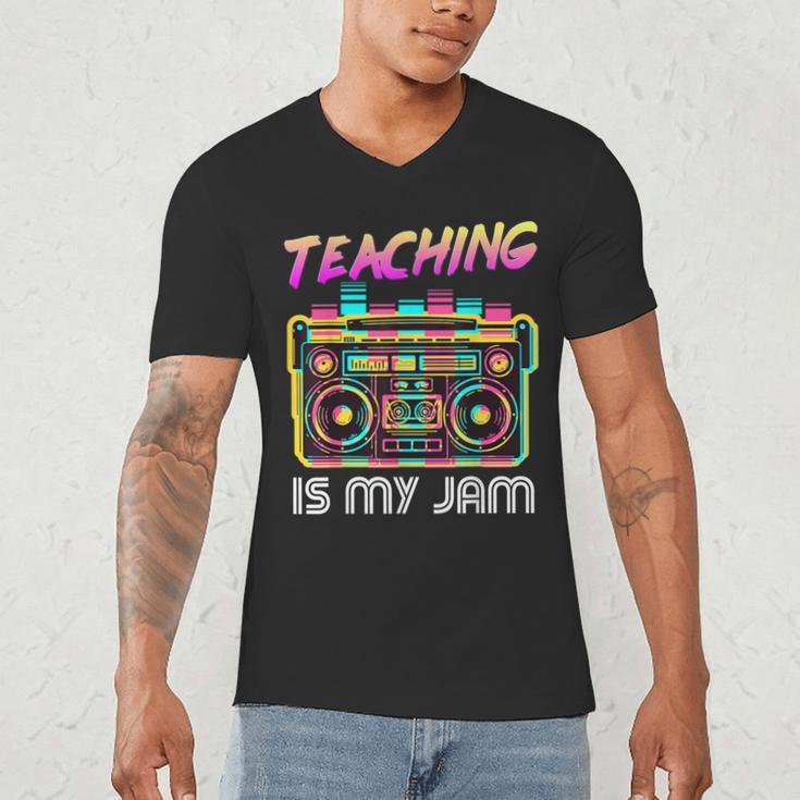 Back To School Retro Teaching Is My Jam 80s Teacher Boombox Men's V-Neck T-Shirt, novelty gifts, funny gifts Back To School Retro Teaching Is My Jam 80s Teacher Boombox Men's V-Neck T-Shirt, novelty gifts, funny gifts