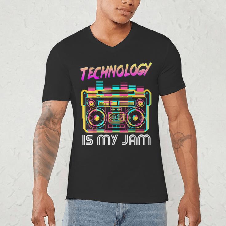 Back To School Retro Technology Is My Jam 80's Teacher Men's V-Neck T-Shirt, novelty gifts, funny gifts Back To School Retro Technology Is My Jam 80's Teacher Men's V-Neck T-Shirt, novelty gifts, funny gifts