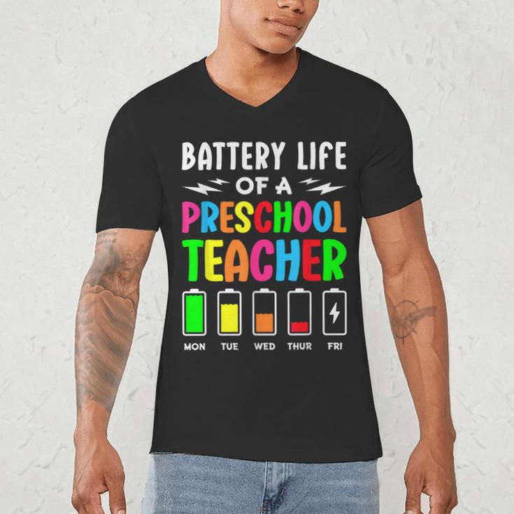 Battery Life Of a Preschool School Teacher School Week Men's V-Neck T-Shirt, novelty gifts, funny gifts