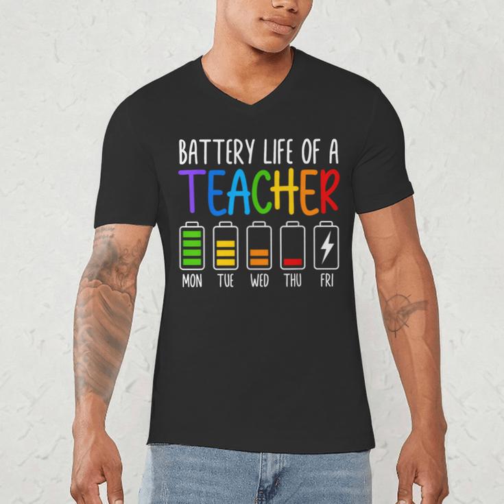 Battery Life Of A Teacher School Teacher Appreciation Men's V-Neck T-Shirt, novelty gifts, funny gifts
