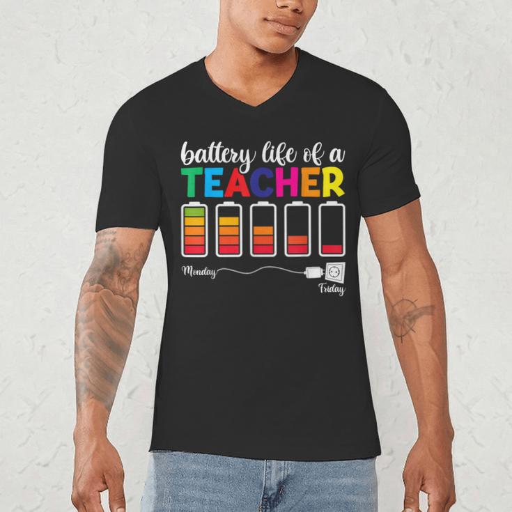 Battery Life Of a Teacher Shirt Thanksgiving Teacher Men's V-Neck T-Shirt, novelty gifts, funny gifts