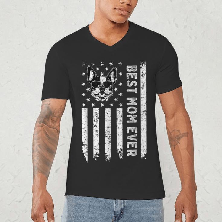Best Boston Terrier Dog Mom Ever USA Flag For Men Women Kids Men's V-Neck T-Shirt, novelty gifts, funny gifts