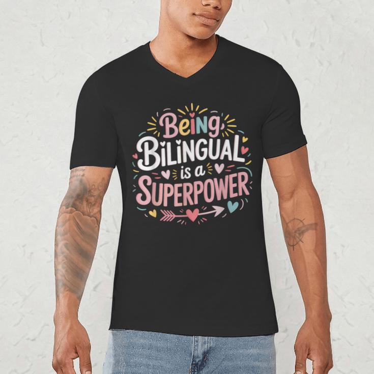 Being Bilingual Is A Superpower ESL Teacher School Men's V-Neck T-Shirt, novelty gifts, funny gifts Being Bilingual Is A Superpower ESL Teacher School Men's V-Neck T-Shirt, novelty gifts, funny gifts