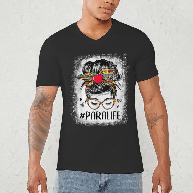 Bleached Teacher Para Life Paraprofessional Cute Messy Bun For Men Women Girls Kids Men's V-Neck T-Shirt, novelty gifts, funny gifts Bleached Teacher Para Life Paraprofessional Cute Messy Bun For Men Women Girls Kids Men's V-Neck T-Shirt, novelty gifts, funny gifts