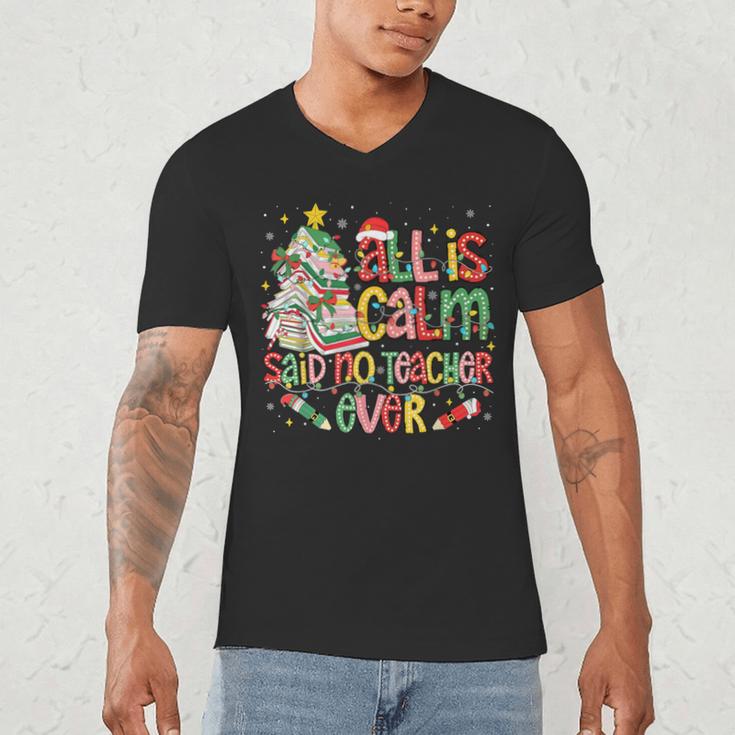 Book Tree All Is Calm Said No Teacher Ever Christmas Men's V-Neck T-Shirt, novelty gifts, funny gifts Book Tree All Is Calm Said No Teacher Ever Christmas Men's V-Neck T-Shirt, novelty gifts, funny gifts