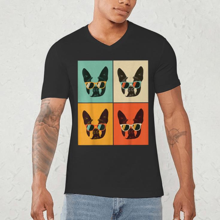 Bostie Dog Lover Boston Terrier With Sunglasses For Men Women Girls Kids Men's V-Neck T-Shirt, novelty gifts, funny gifts