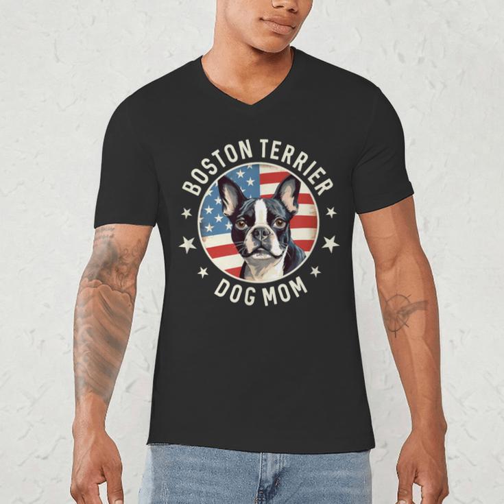 Boston Bull Terrier Women Boston Terrier Dog Mom Men's V-Neck T-Shirt, novelty gifts, funny gifts