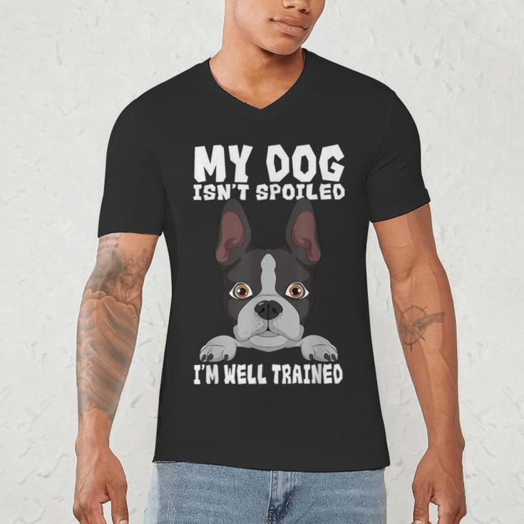 Boston Terrier American Gentleman Dog Lover I'm Well Trained Men's V-Neck T-Shirt, novelty gifts, funny gifts