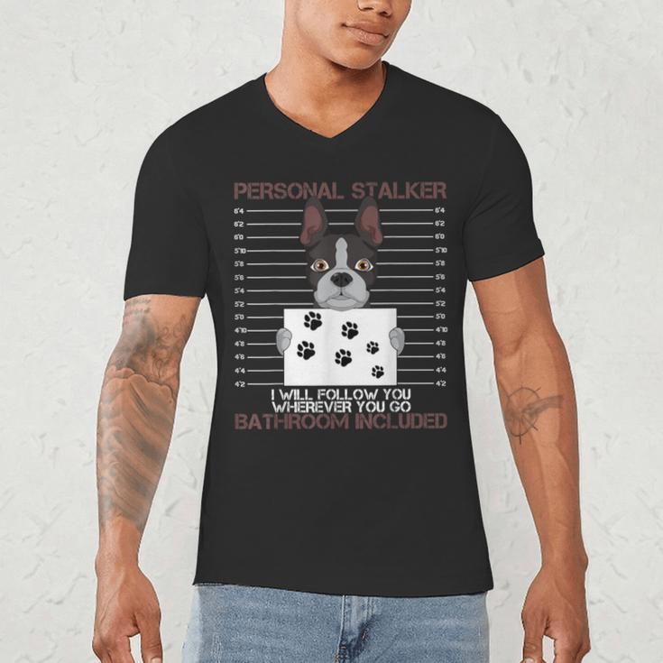 Boston Terrier American Gentleman Personal Stalker Dog Lover Men's V-Neck T-Shirt, novelty gifts, funny gifts
