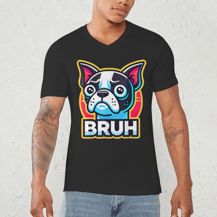 Boston Terrier Bruh Dog Lover Men's V-Neck T-Shirt, novelty gifts, funny gifts