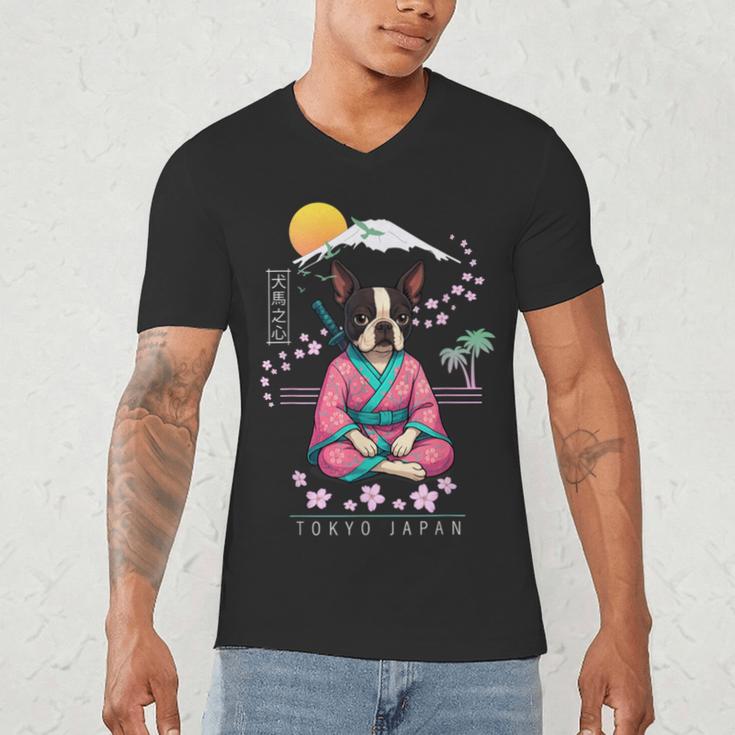 Boston Terrier Boston Bull Terrier Men's V-Neck T-Shirt, novelty gifts, funny gifts