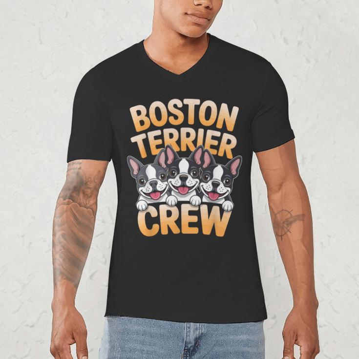 Boston Terrier Crew Cartoon For Dog Owner Pet Boston Terrier Men's V-Neck T-Shirt, novelty gifts, funny gifts