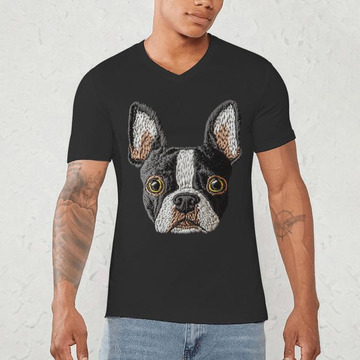 Boston Terrier Cute Puppy Face Dog Lover Pet Owner Men's V-Neck T-Shirt, novelty gifts, funny gifts