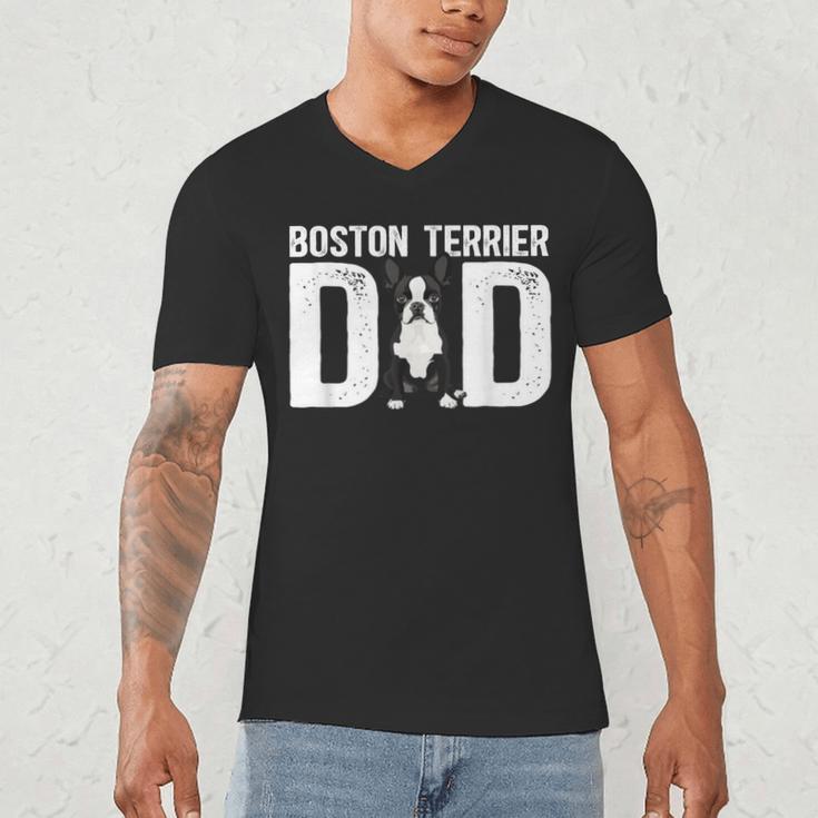 Boston Terrier Dad Of A Bostie Dad Bostie Father Men's V-Neck T-Shirt, novelty gifts, funny gifts