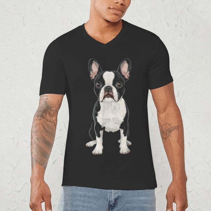 Boston Terrier Dog Motif Pet Art Boston Terrier For Men Women Kids Men's V-Neck T-Shirt, novelty gifts, funny gifts