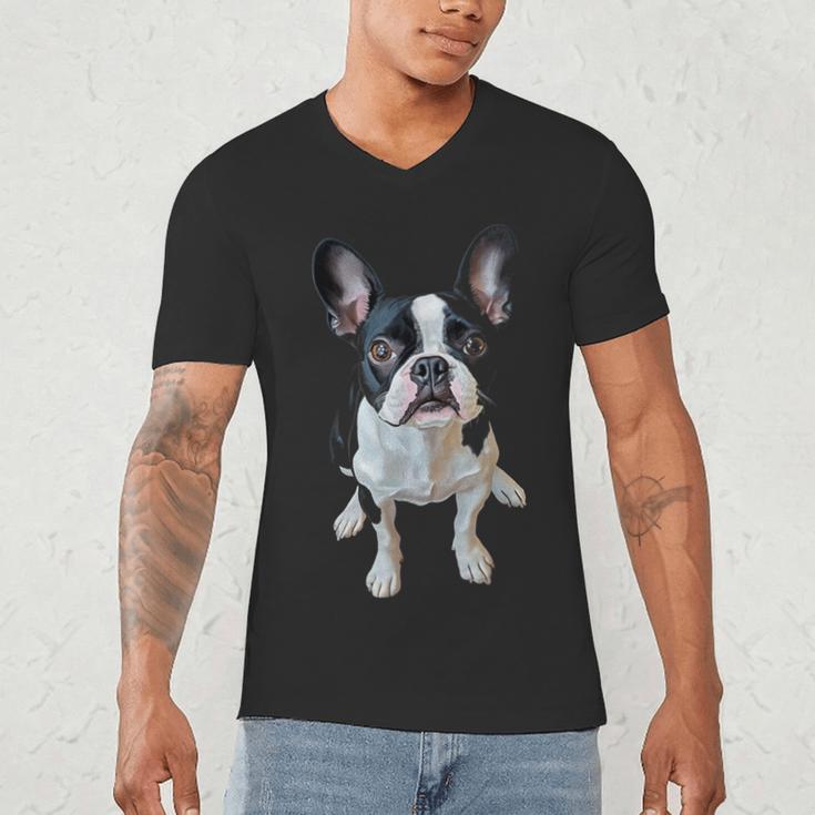 Boston Terrier Dog Motif Pet Art Boston Terrier Men Women Kids Men's V-Neck T-Shirt, novelty gifts, funny gifts