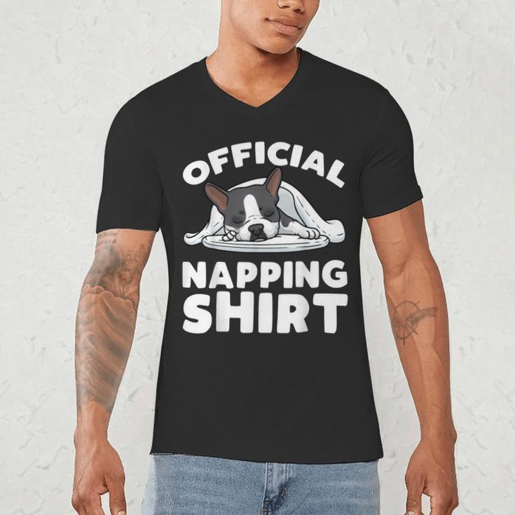 Boston Terrier Dog Official Sleeping Shirt Men Women Kids Men's V-Neck T-Shirt, novelty gifts, funny gifts
