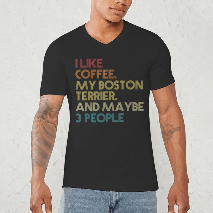 Boston Terrier Dog Owner Coffee Lovers Quote Vintage Retro For Men Women Men's V-Neck T-Shirt, novelty gifts, funny gifts
