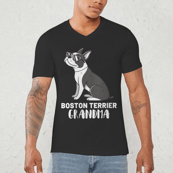 Boston Terrier Dog Owner Grandma Men's V-Neck T-Shirt, novelty gifts, funny gifts