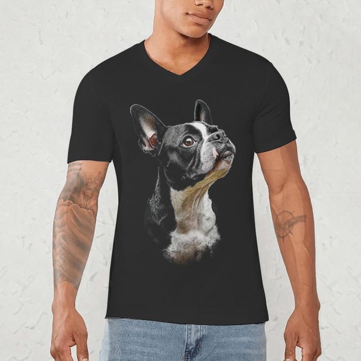 Boston Terrier Dog Graphic Pet Art Boston Terrier For Men Women Kids Men's V-Neck T-Shirt, novelty gifts, funny gifts