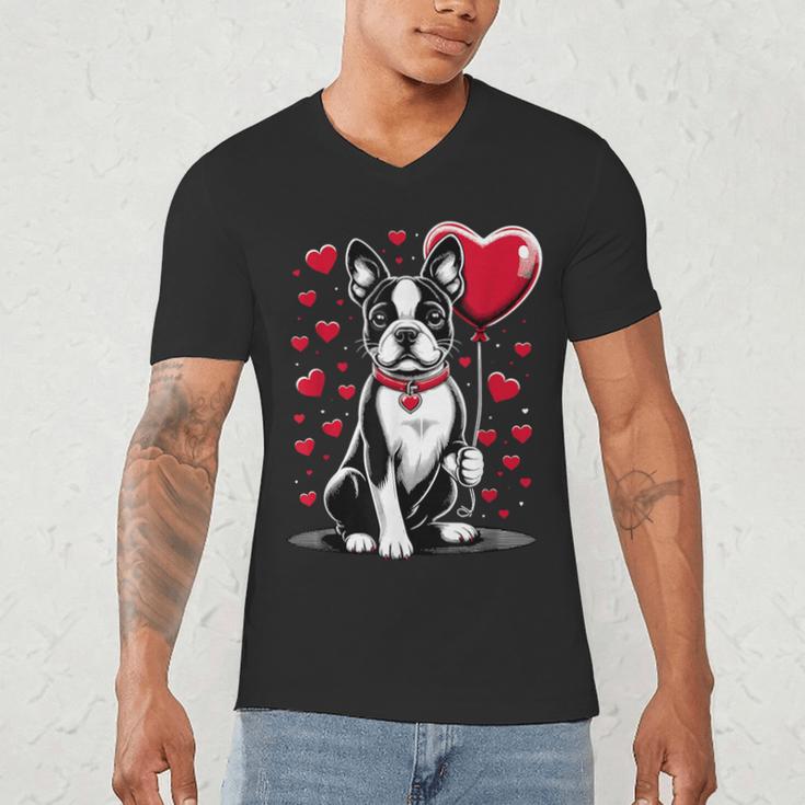 Boston Terrier Dog Valentine's Day Dog Owner Valentine Men's V-Neck T-Shirt, novelty gifts, funny gifts