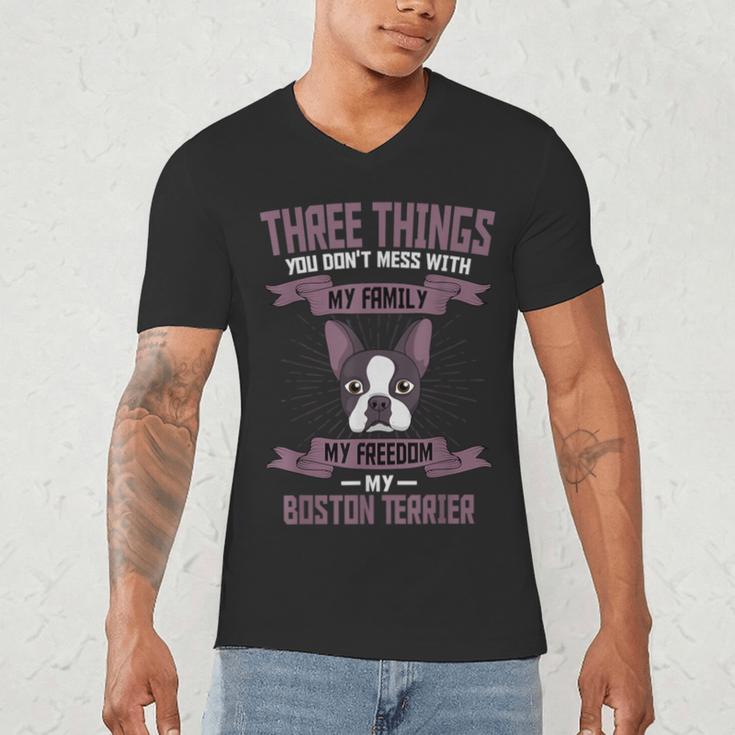 Boston Terrier Don't Mess With American Gentleman Dog Lover Men's V-Neck T-Shirt, novelty gifts, funny gifts