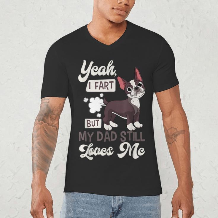 Boston Terrier Fart American Gentleman Non-Sporting Dog Men's V-Neck T-Shirt, novelty gifts, funny gifts