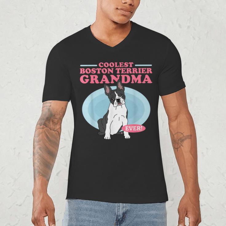 Boston Terrier Grandma Bostie Dog Owner Boston Terrier Men Women Men's V-Neck T-Shirt, novelty gifts, funny gifts