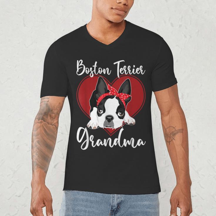 Boston Terrier Grandma Dog Owner Boston Terrier For Men Women Men's V-Neck T-Shirt, novelty gifts, funny gifts