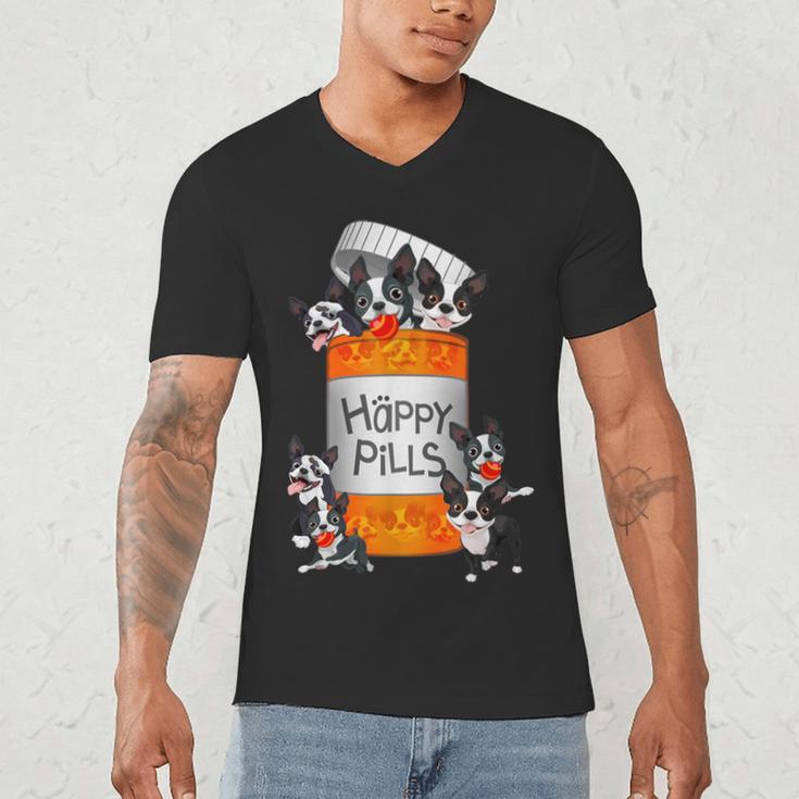 Boston Terrier Happy Pills T-Shirt Men's V-Neck T-Shirt, novelty gifts, funny gifts