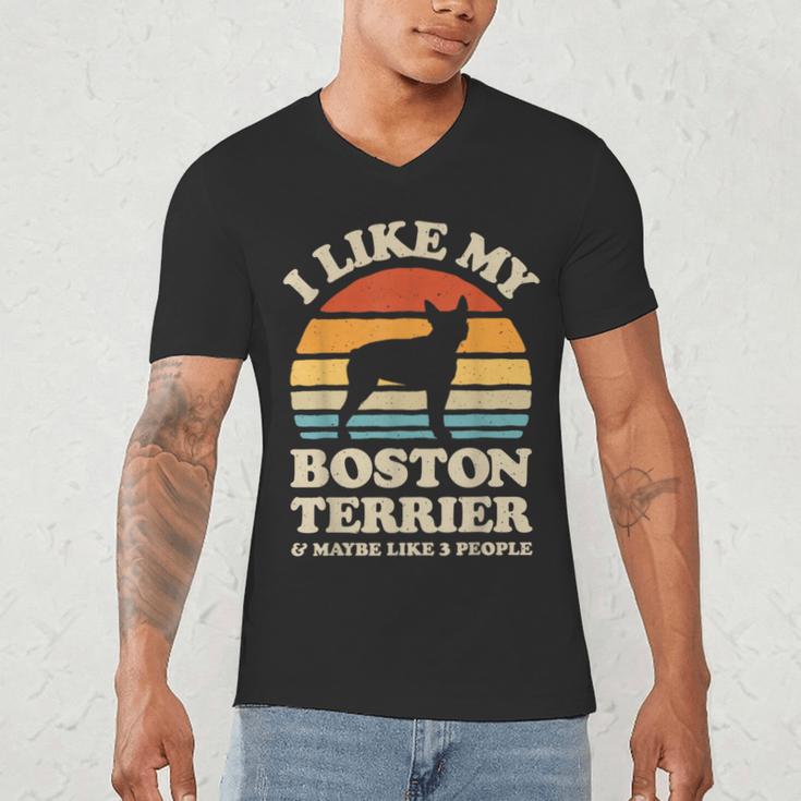 I Like My Boston Terrier And Maybe Like 3 People Dog Lover Men's V-Neck T-Shirt, novelty gifts, funny gifts