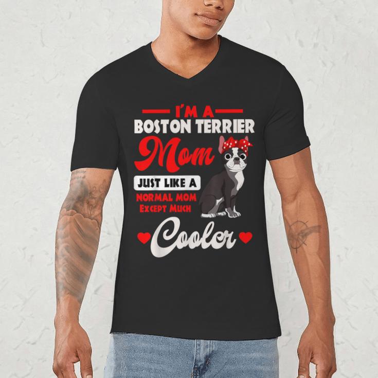 Boston Terrier Mom American Gentleman Dog Mother's Day Men's V-Neck T-Shirt, novelty gifts, funny gifts