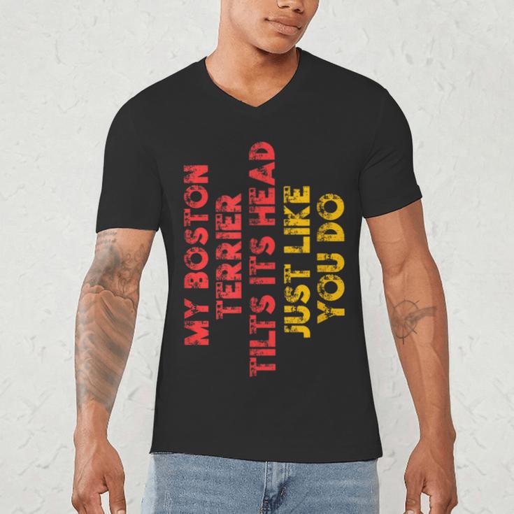 Boston Terrier Mom Dad Dog Lover Owner Women Men Men's V-Neck T-Shirt, novelty gifts, funny gifts