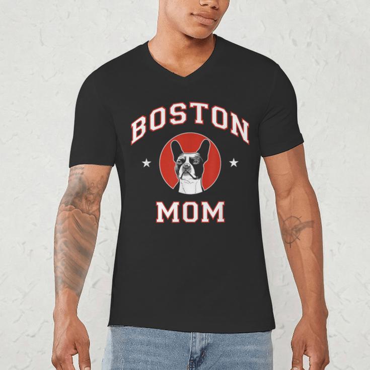 Boston Terrier Mom Dog Mother Men's V-Neck T-Shirt, novelty gifts, funny gifts