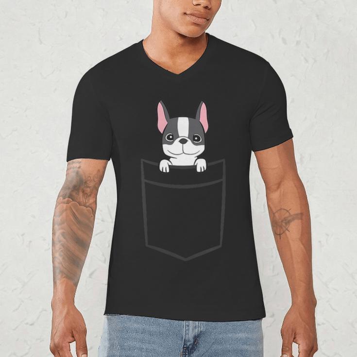 Boston Terrier In The Pocket Cute Boston Terrier Dog For Men Women Girls Kids Men's V-Neck T-Shirt, novelty gifts, funny gifts