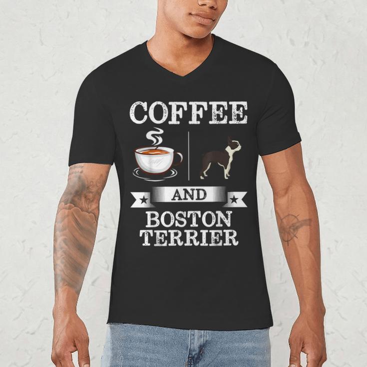 Boston Terrier Shirt Coffee And Boston Terrier Cute Dog For Men Women Girls Kids Men's V-Neck T-Shirt, novelty gifts, funny gifts