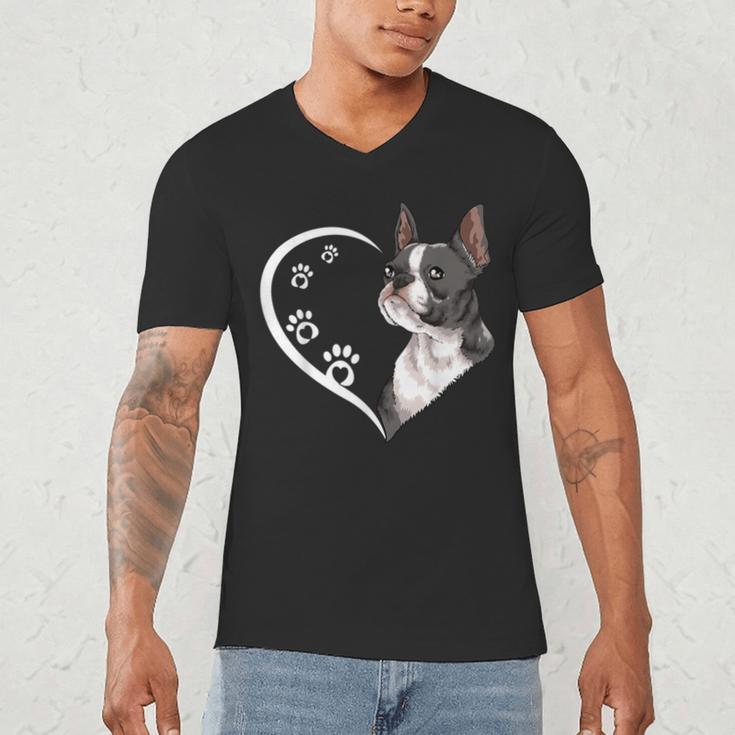 Boston Terrier Shirts For Women Girls Kids Heart Cute Men's V-Neck T-Shirt, novelty gifts, funny gifts