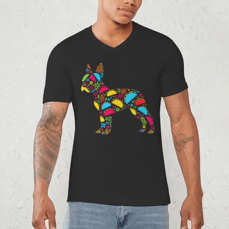Boston Terrier Tacos Mexican Cinco De Mayo Taco Men's V-Neck T-Shirt, novelty gifts, funny gifts