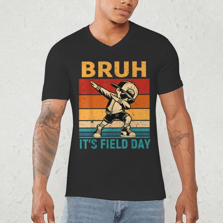 Bruh It's Field Day Teacher Happy Field Day Dabbing Boy Men's V-Neck T-Shirt, novelty gifts, funny gifts
