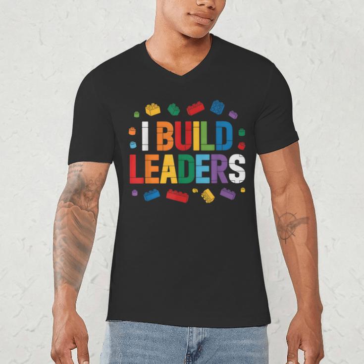 I Build Leaders Bricks Building Blocks Teacher Brick Builder Men's V-Neck T-Shirt, novelty gifts, funny gifts