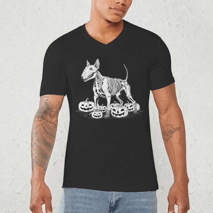 Bull Terrier Skeleton Birthday Halloween Kids Men's V-Neck T-Shirt, novelty gifts, funny gifts