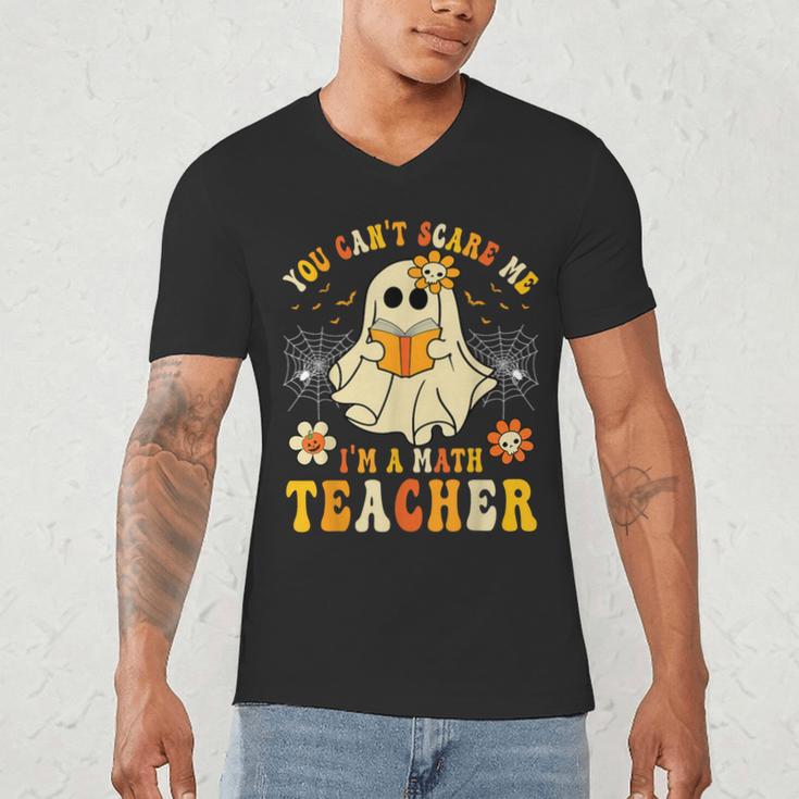 You Can't Scare Me I'm A Math Teacher Halloween Ghost Men's V-Neck T-Shirt, novelty gifts, funny gifts