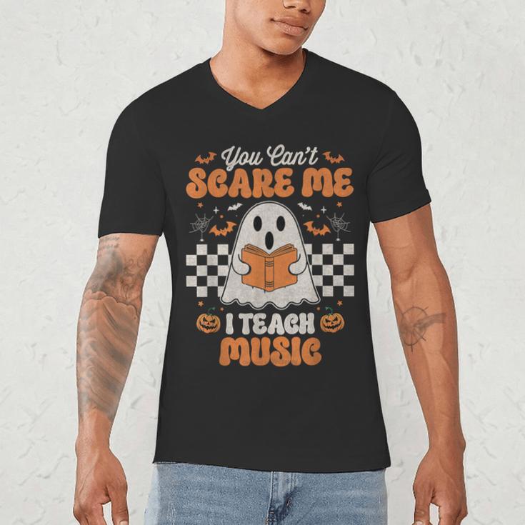 You Can't Scare Me I Teach Music Retro Teacher Halloween Men's V-Neck T-Shirt, novelty gifts, funny gifts