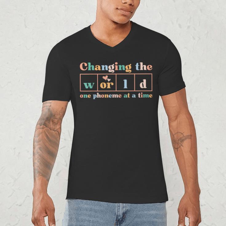 Changing The World Science Of Reading Women Men -Adults Dyslexia Teacher Men's V-Neck T-Shirt, novelty gifts, funny gifts Changing The World Science Of Reading Women Men -Adults Dyslexia Teacher Men's V-Neck T-Shirt, novelty gifts, funny gifts