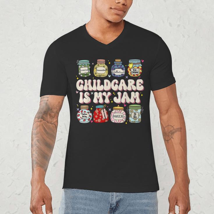 Childcare Is My Jam Child Care Teacher School Psychologist Men's V-Neck T-Shirt, novelty gifts, funny gifts