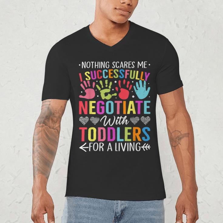 Childcare Teacher Negotiate With Toddlers Daycare Provider Men Women Girls Kids Men's V-Neck T-Shirt, novelty gifts, funny gifts