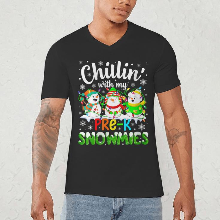 Chillin With My Pre-K Snowmies Christmas Teacher Xmas Men's V-Neck T-Shirt, novelty gifts, funny gifts Chillin With My Pre-K Snowmies Christmas Teacher Xmas Men's V-Neck T-Shirt, novelty gifts, funny gifts