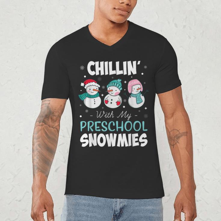 Chillin' With My Preschool Snowmies Teacher Christmas Men Women Kids Men's V-Neck T-Shirt, novelty gifts, funny gifts Chillin' With My Preschool Snowmies Teacher Christmas Men Women Kids Men's V-Neck T-Shirt, novelty gifts, funny gifts