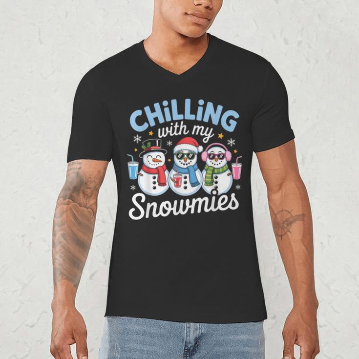 Chillin With My Snowmie Women Christmas Snowman Teacher Snow Men's V-Neck T-Shirt, novelty gifts, funny gifts Chillin With My Snowmie Women Christmas Snowman Teacher Snow Men's V-Neck T-Shirt, novelty gifts, funny gifts